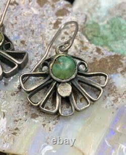 MUSEUM QUALITY! Rare, 1910's Zuni Sterling Silver & Turquoise Filigree Earrings