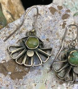 MUSEUM QUALITY! Rare, 1910's Zuni Sterling Silver & Turquoise Filigree Earrings