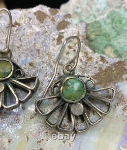 MUSEUM QUALITY! Rare, 1910's Zuni Sterling Silver & Turquoise Filigree Earrings