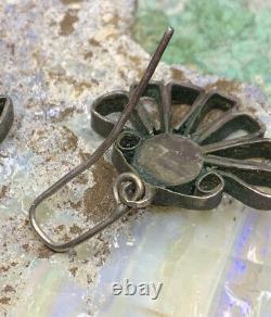 MUSEUM QUALITY! Rare, 1910's Zuni Sterling Silver & Turquoise Filigree Earrings