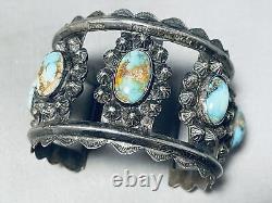 Mind Boggling Early Vintage Navajo Turquoise Sterling Silver Bracelet