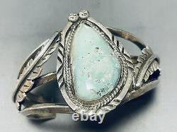 Mint Green Early Vintage Navajo Turquoise Sterling Silver Bracelet