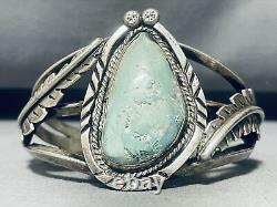 Mint Green Early Vintage Navajo Turquoise Sterling Silver Bracelet