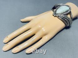 Mint Green Early Vintage Navajo Turquoise Sterling Silver Bracelet