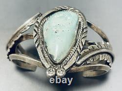 Mint Green Early Vintage Navajo Turquoise Sterling Silver Bracelet