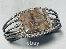 Mud Agate Vintage Navajo Early Sterling Silver Bracelet Old