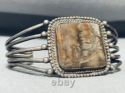 Mud Agate Vintage Navajo Early Sterling Silver Bracelet Old