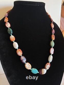 Multi-Stone Native American 23 Necklace, Spiny Oyster, Turquoise Heisi, Other