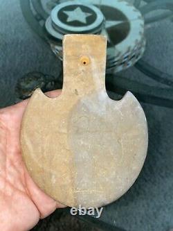 NATIVE AMERICAN CEREMONIAL GORGET, INDIAN STONE PENDANT VERY EARLY PRE 1800s