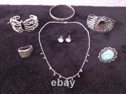 NATIVE AMERICAN STERLING JEWELRY LOT WITH OTHER JEWELRY 119grams