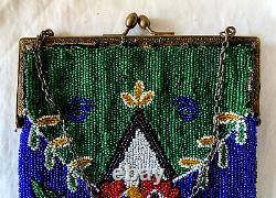 NATIVE American BEADED Woman's FLAT Bag PURSE. Possibly NEZ PERCE. Early 1900's