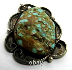 NAVAJO EARLY GEM DYER BLUE/AJAX TURQUOISE SILVER Chunky PENDANT NATIVE AMERICAN