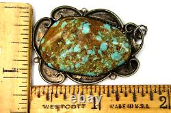 NAVAJO EARLY GEM DYER BLUE/AJAX TURQUOISE SILVER Chunky PENDANT NATIVE AMERICAN