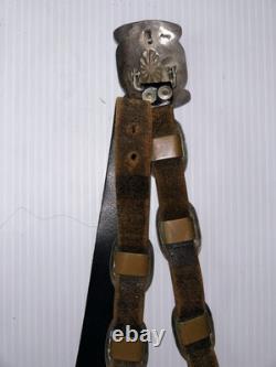 NAVAJO SECOND PHASE CONCHO BELT Early 1900's. 46 Leather COPPER SOLDERED