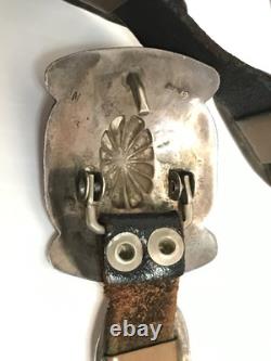 NAVAJO SECOND PHASE CONCHO BELT Early 1900's. 46 Leather COPPER SOLDERED