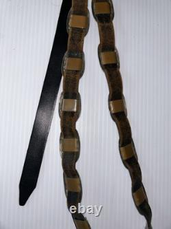 NAVAJO SECOND PHASE CONCHO BELT Early 1900's. 46 Leather COPPER SOLDERED