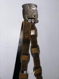 NAVAJO SECOND PHASE CONCHO BELT Early 1900's. 46 Leather COPPER SOLDERED
