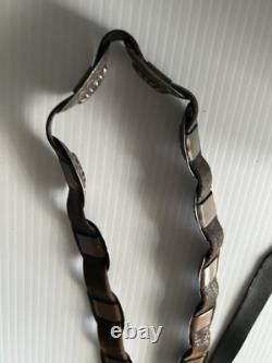 NAVAJO SECOND PHASE CONCHO BELT Early 1900's. 46 Leather COPPER SOLDERED