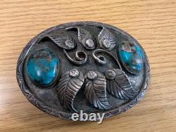 Native American Artist marked Wylie White Cloud belt buckle Early Career