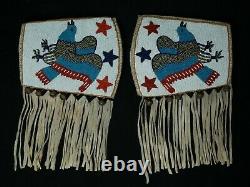 Native American Beaded Arm Wrist Cuff Band Pair Plateau Early 20th C