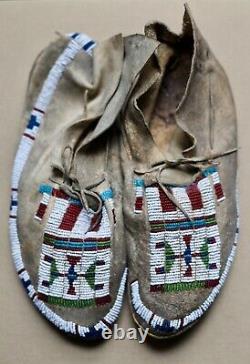 Native American Beaded Moccasins Early 1900s Sioux Cheyenne Plains