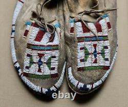 Native American Beaded Moccasins Early 1900s Sioux Cheyenne Plains