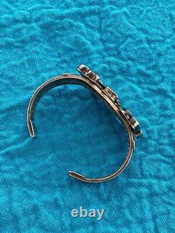 Native American Early Vintage Zuni Inlaid Sterling Silver Rainbowman Bracelet