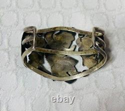 Native American Early Vintage Zuni Inlaid Sterling Silver Rainbowman Bracelet