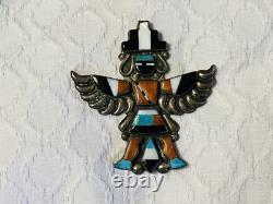 Native American Early Vintage Zuni Lee Edaakie Sterling Knifewing Pin Brooch