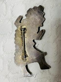 Native American Early Vintage Zuni Leo Poblano Sterling Rainbowman Pin Brooch