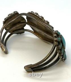 Native American Early Zuni Turgoise Cuff Bracelet Sterling Silver