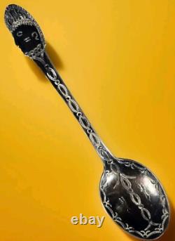 Native American Face Souvenir Spoon Navajo Old Pawn 1900 Coin/Ignot Silver Early