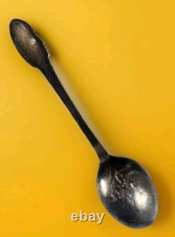 Native American Face Souvenir Spoon Navajo Old Pawn 1900 Coin/Ignot Silver Early