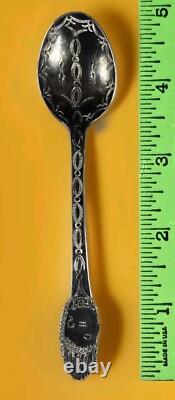 Native American Face Souvenir Spoon Navajo Old Pawn 1900 Coin/Ignot Silver Early