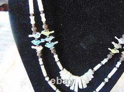 Native American Fetish Bird Necklace 2 Strands with 12 birds and other stones