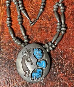 Native American HUGE! Rare Ceremonial Hopi Sterling Silver Necklace & Pendant