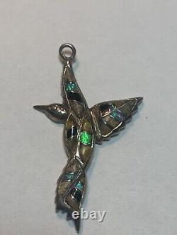 Native American Hummingbird Sterling. 925 Pendant With Opal And Other Stones