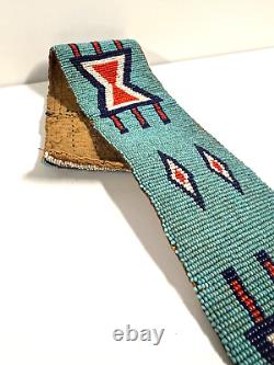 Native American Indian Beaded Belt Amazing Shape Late 1800's to Early 1900s
