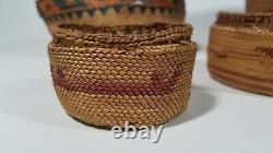 Native American Indian Hand Woven Basket Lot, Nootka & Other N. W. Tribes