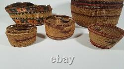 Native American Indian Hand Woven Basket Lot, Nootka & Other N. W. Tribes