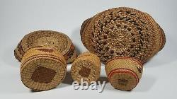 Native American Indian Hand Woven Basket Lot, Nootka & Other N. W. Tribes