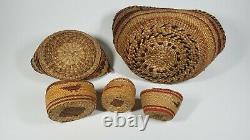 Native American Indian Hand Woven Basket Lot, Nootka & Other N. W. Tribes