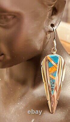 Native American Indian Jewelry Sterling Silver Southwest Arrowhead shaped Dangle