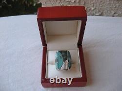 Native American Indian Unsigned Sz11 Sterling Silver Inlayed 23 Grams Man's Ring