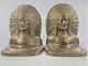 Native American Indian War Chief Bookends Antique Early 1900's Cast Vtg