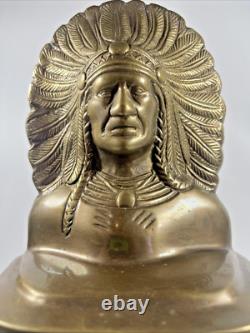 Native American Indian War Chief Bookends Antique Early 1900's Cast VTG