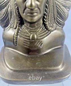 Native American Indian War Chief Bookends Antique Early 1900's Cast VTG