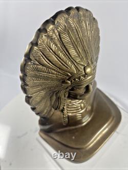 Native American Indian War Chief Bookends Antique Early 1900's Cast VTG