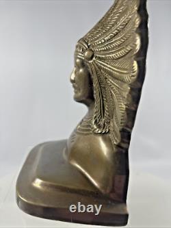 Native American Indian War Chief Bookends Antique Early 1900's Cast VTG