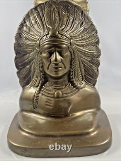 Native American Indian War Chief Bookends Antique Early 1900's Cast VTG
